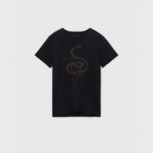 John Varvatos Black Tee with Brown Snake Design